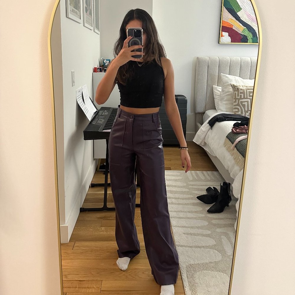 Eggplant Faux Leather Pants